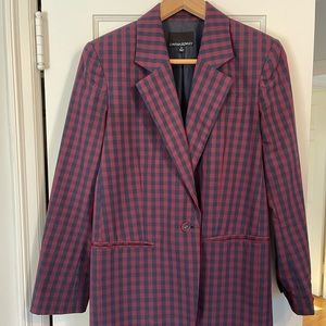 Cynthia Rowley | Maroon & Navy Checkered Blazer